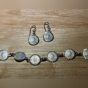 Vintage 925 Sterling Silver Aztec Mayan Calendar Link Bracelet !!